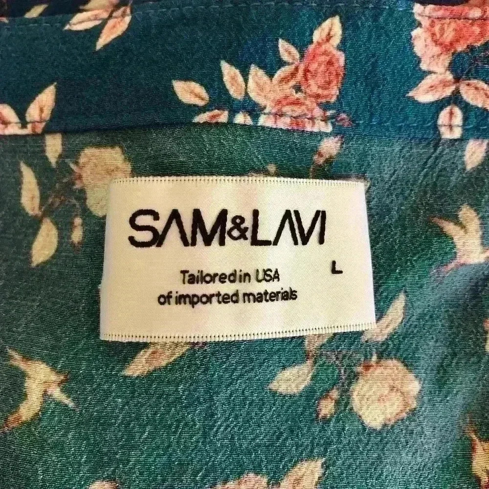 Sam & Lavi Blue Floral Spaghetti Strap Cropped Top Size L - Picture 4 of 5